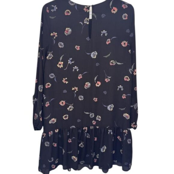 Lila Rose navy blue floral long sleeve ruffle dress size 2 - Picture 5 of 8